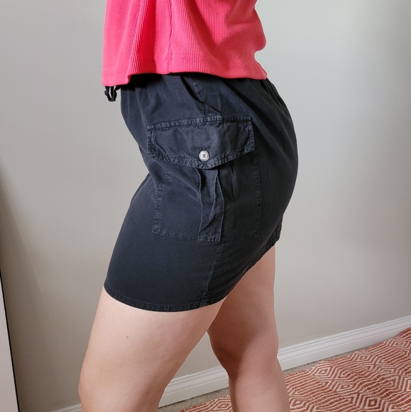 Au Coton Drawstring Black Skirt w/ Side Pockets - Picture 5 of 8